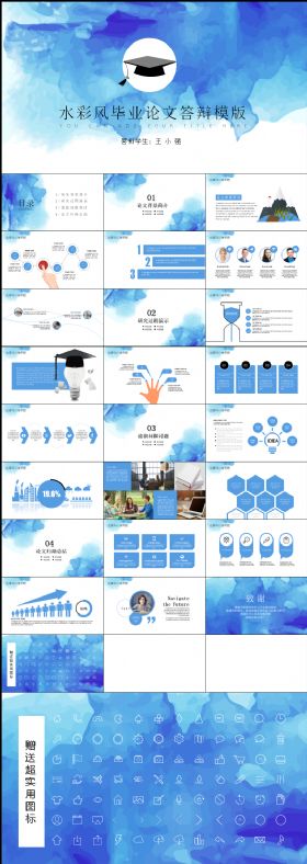 蓝色典雅毕业论文学术答辩报告通用PPT