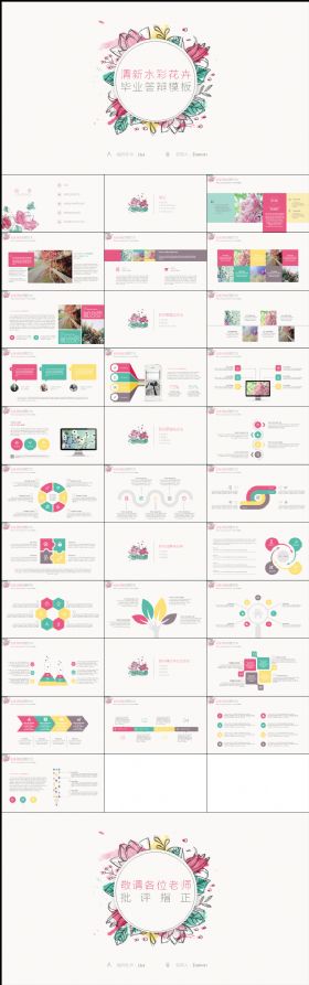 清新花朵毕业论文答辩学术报告通用PPT
