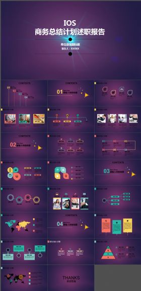 高端紫色时尚商务工作总结汇报计划书PPT通用模版 