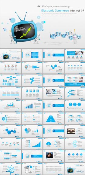 蓝色简约电子商务科技工作报告ppt模板