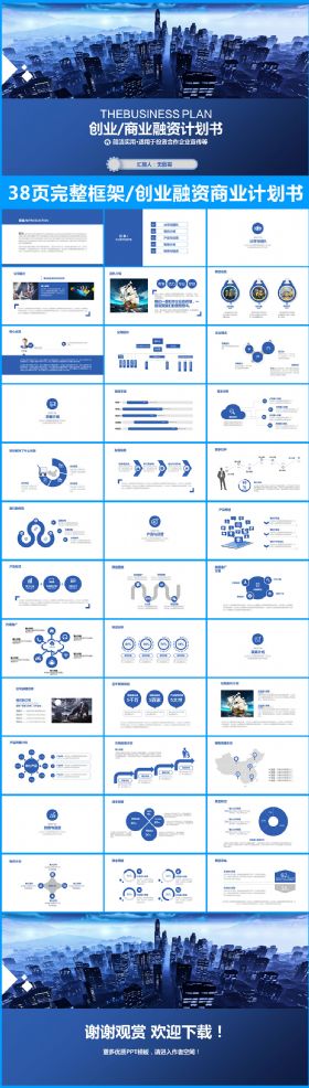 蓝色科技感商务风格创业融资商业计划书PPT