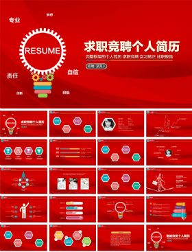 红色求职竞聘个人简历动态ppt模板