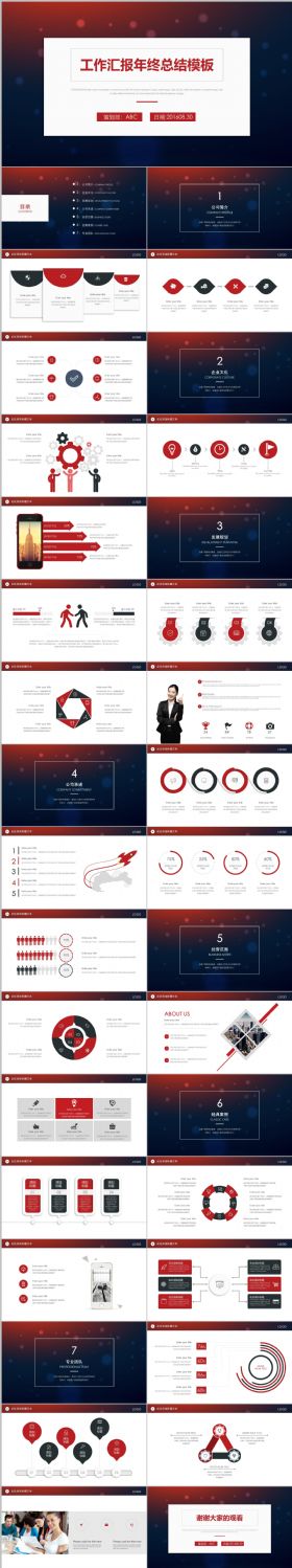喜庆红色简洁实用商务工作汇报年终总结PPT模板