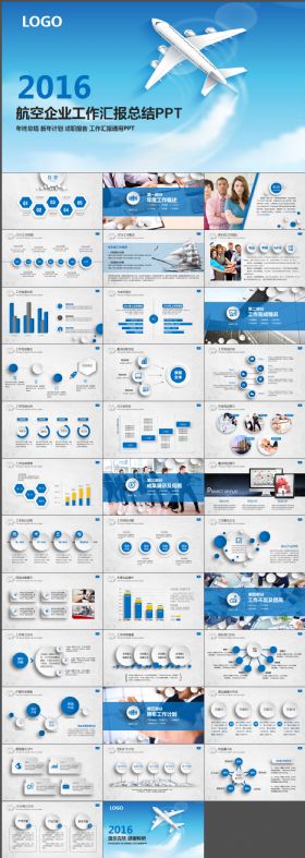 飞机航空公司业绩报告年终工作汇报PPT
