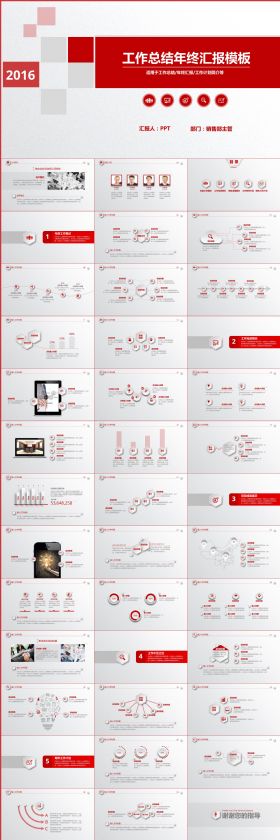 2016年红色大气年终总结工作汇报PPT模板