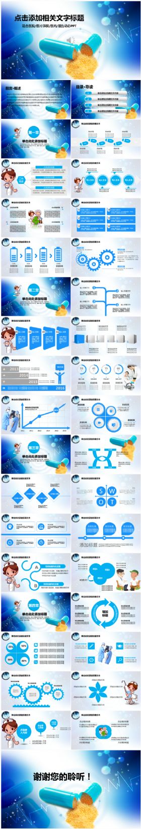 生物制药企业医院医生护士护理工作总结产品介绍PPT模板