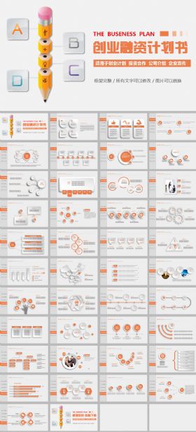 大气橙色教育创业融资计划书ppt模板