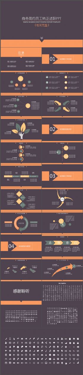 商务简约员工转正述职汇报PPT模板