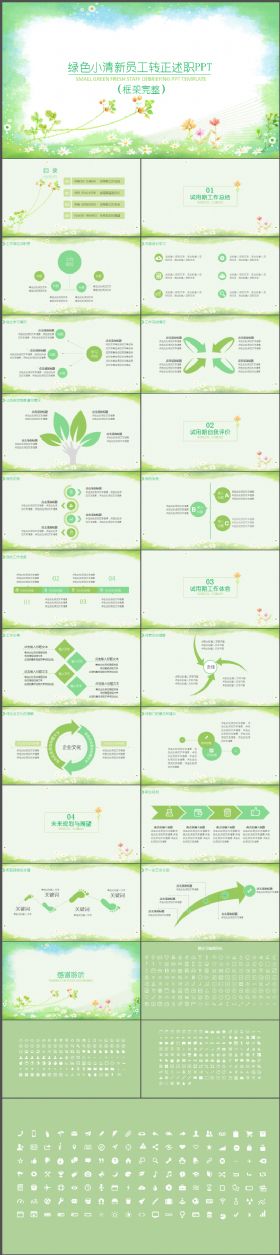 绿色清新员工转正述职汇报PPT模板