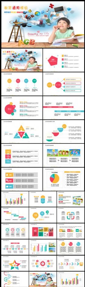儿童教育培训会议总结汇报教师说课通用PPT模板