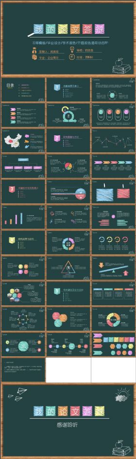 创意 粉笔画 动态毕业答辩模板