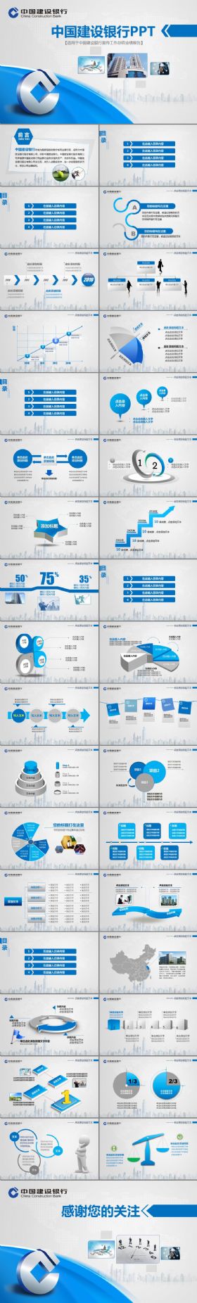 中国建设银行工作业绩报告ppt模板