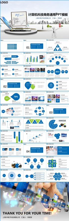 IT互联网计算机云科技商务通用工作汇报计划PPT模板