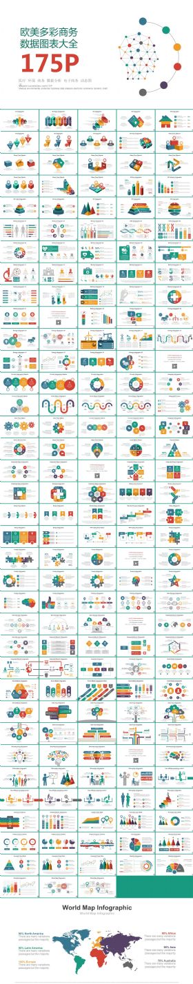 175页高端商务PPT数据图表素材模板