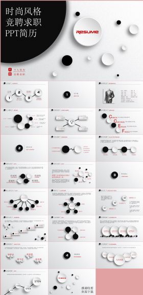 时尚微立体简约个人求职简历PPT模板
