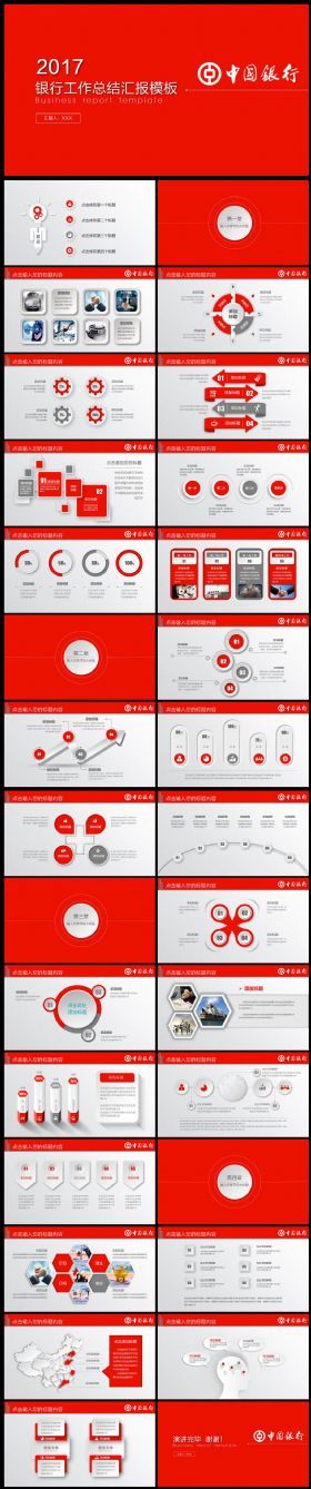 红色大气中国银行中行PPT模板