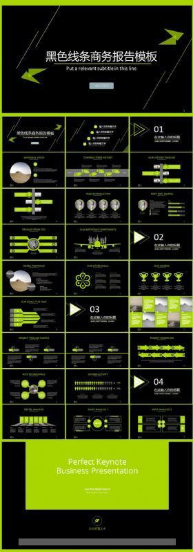 黑色线条商务年终报告ppt模板