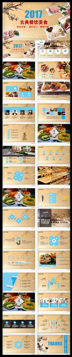 古典餐饮美食PPT模板