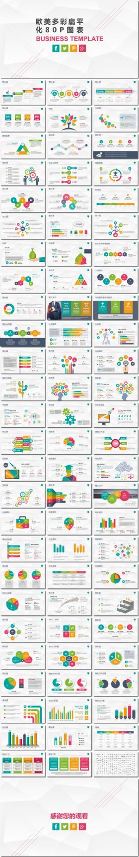 【欧美多彩扁平化80页精美商务图表】动态
