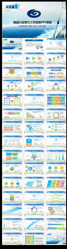福建兴业银行工作总结汇报PPT模板
