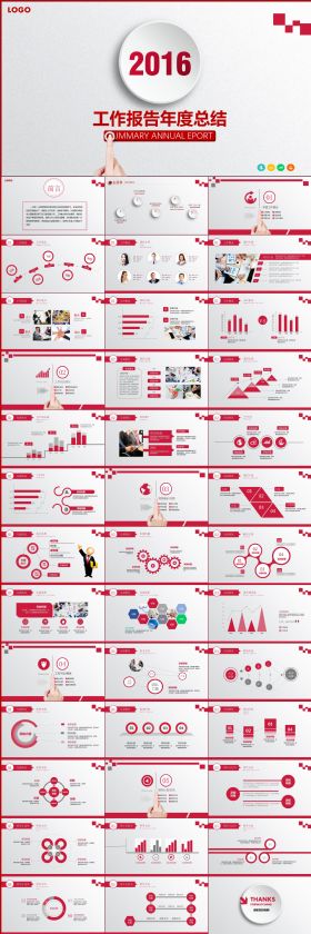 商务红色大气工作报告年度总结动态PPT模板