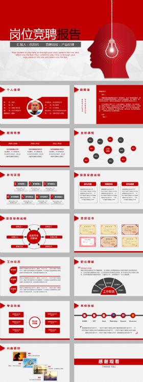 创意红色岗位竞聘报告ppt模板