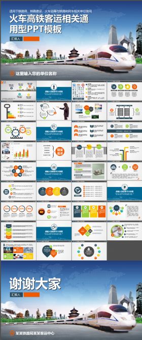 铁路火车和谐号动车高铁运营总结PPT