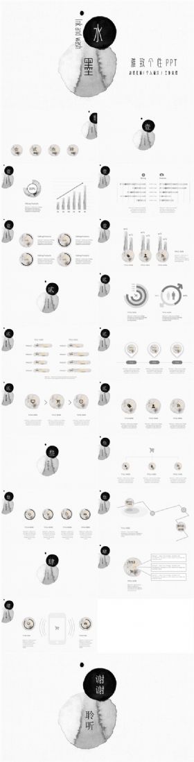 东方禅意个性中国风水墨工作总结汇报商业计划融资个人简历PPT模板