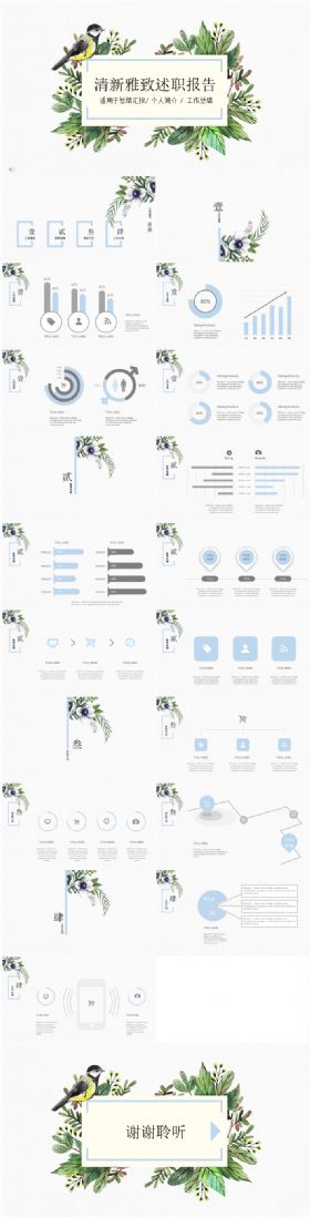 绿色清晰雅致工作汇报工作总结述职报告通用PPT模板
