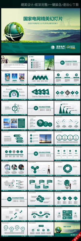 国家电网工作汇报动态PPT模板