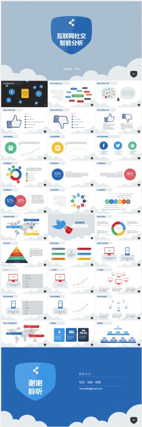 互联网社交平台信息分析PPT动态模版