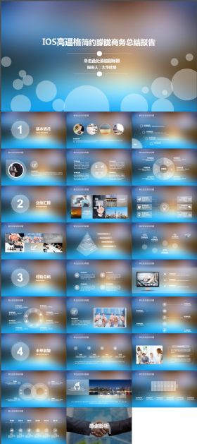 IOS蓝色清新简洁工作总结汇报PPT模板