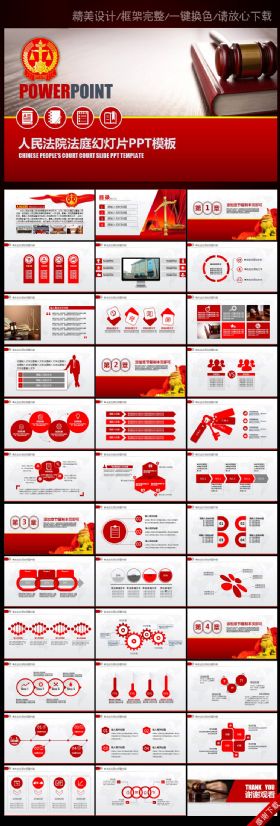 人民法院法律精品工作汇报PPT模板
