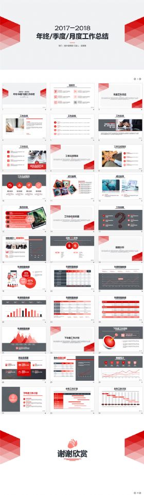 2016年红色年终工作总结公司通用PPT模板