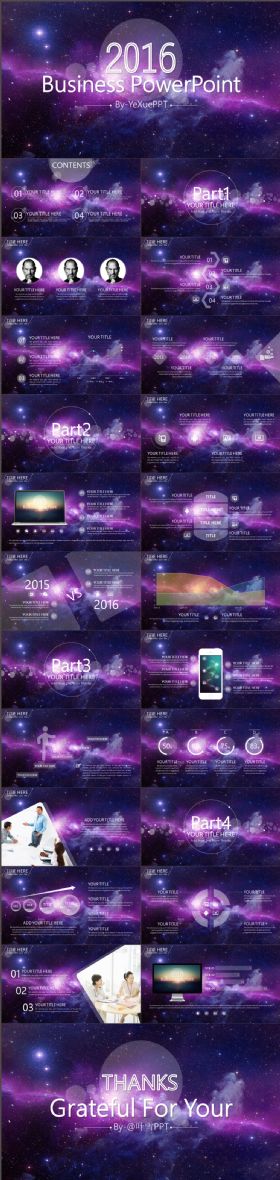 【叶雪PPT】2016-紫色IOS风格动态商务模板