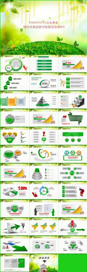 绿色环保清新自然学校教育教学培训PPT模板