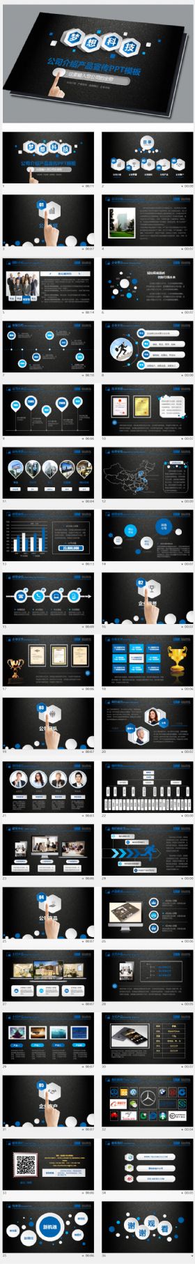 公司介绍产品宣传PPT模板（高端大气、架构成熟完整）