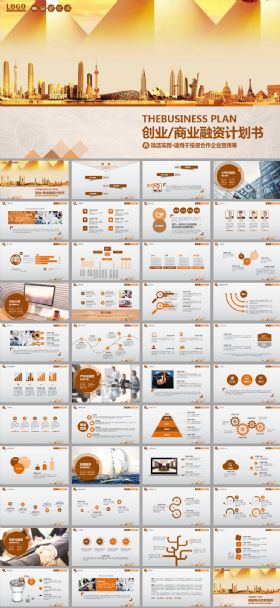 黄色房地产建筑创业融资计划书ppt模板
