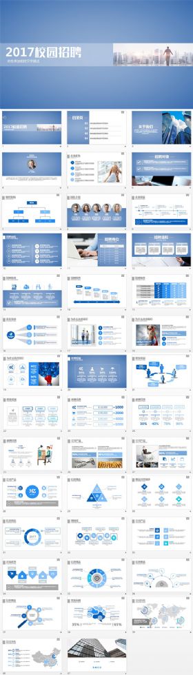简约动态蓝色系公司企业校园招聘宣讲PPT模板