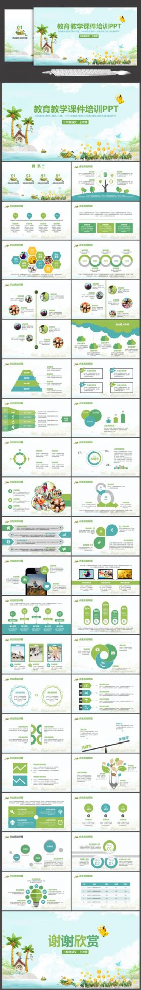 清新实用教育培训教学课件教师公开课PPT模板