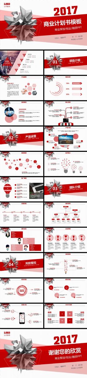 2017红色时尚前卫风格商业计划PPT模