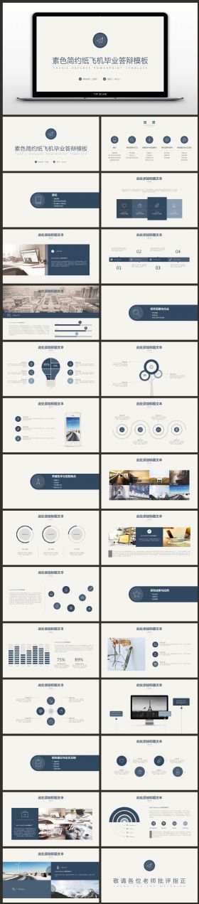 素色简约纸飞机学术研究开题报告演示模板