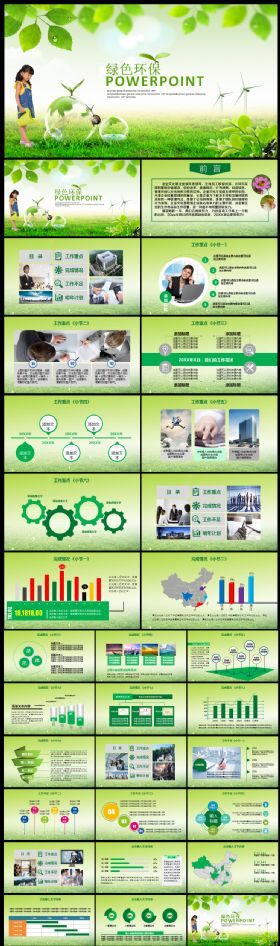 清新绿色环保地球工作汇报工作总结完整版精品PPT模板