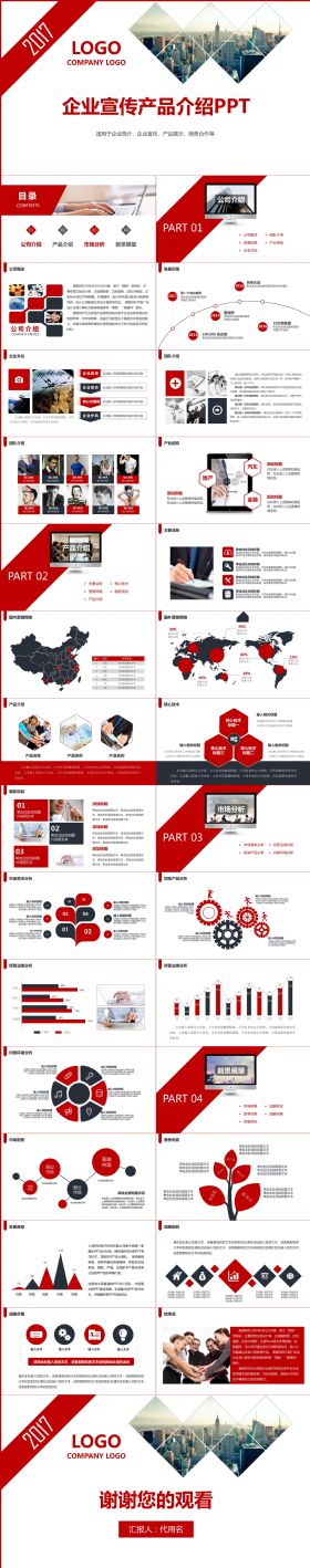 红色大气公司宣传简介产品介绍ppt