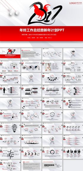 简约2017鸡年春节新年计划ppt模板