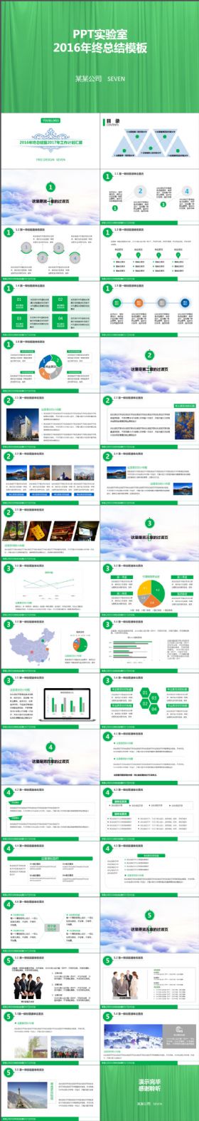 绿色风格2016年终总结汇报动态ppt模板