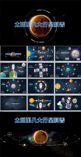小学幼儿园科普教育课件宇宙太阳系行星动态PPT模版