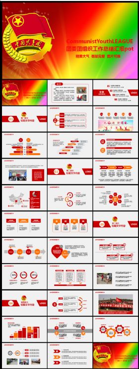 共青团团委团组织团支部团员总结汇报PPT模板