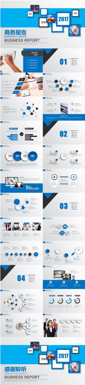 2017蓝色简洁商务报表