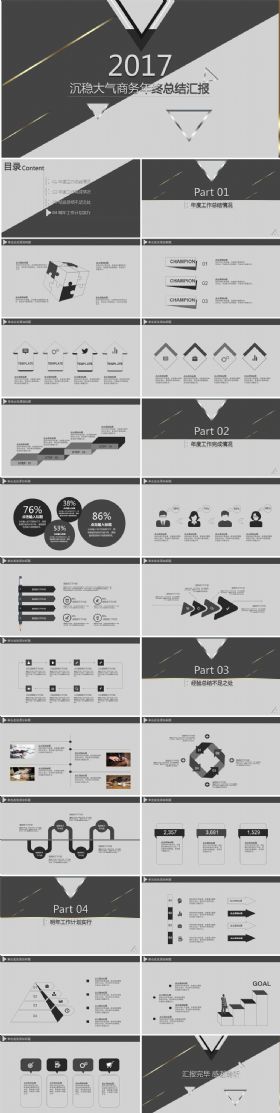 沉稳大气商务年终总结汇报PPT模板